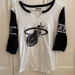Miami Heat tee with glitter logo and sleeves